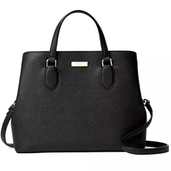 KATE SPADE-LAUREL WAY-EVANGELIE LEATHER SATCHEL/SHOULDER/XBODY-BLACK-NEW W/TAG - Picture 1 of 8